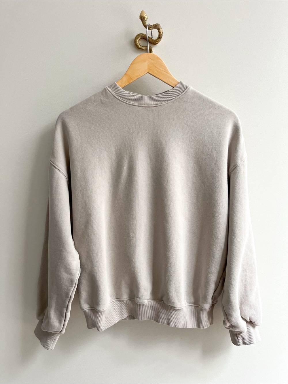 H&M Move Oversized Pullover Crewneck Cotton Sweatshirt Ecru XS